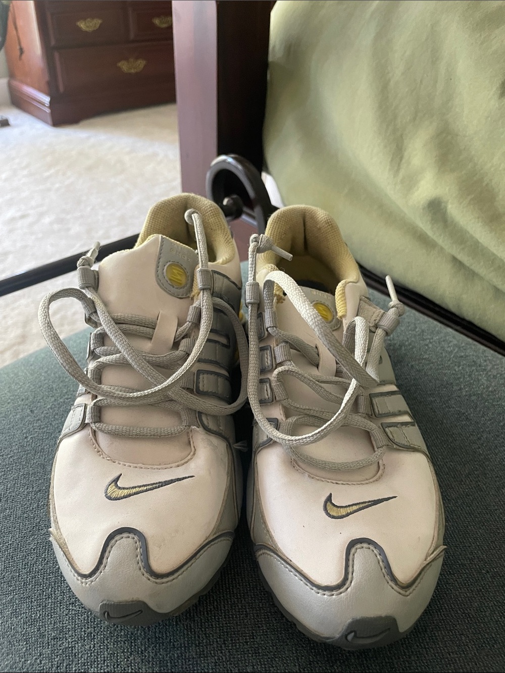 Nike White, Light Gray and Yellow Low-Top Trainers